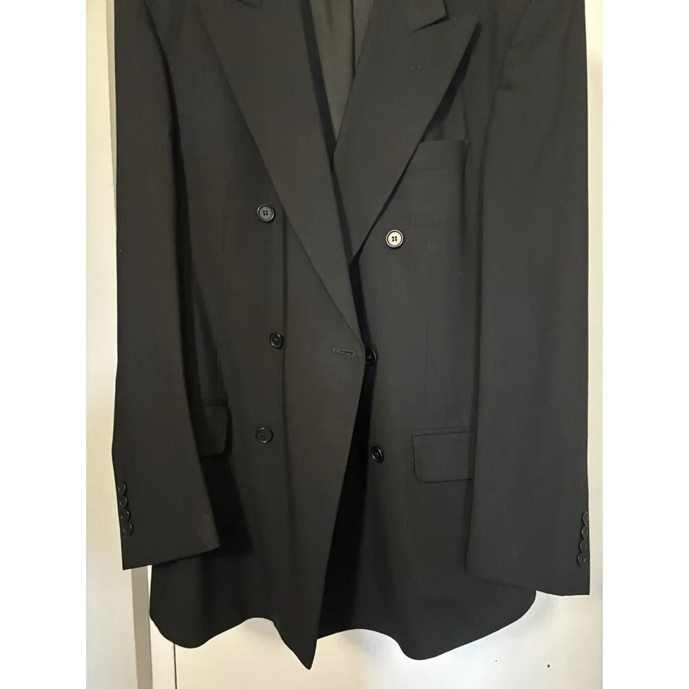 Vito Rufolo‎ San Martino Mens Size 40L Wool Black Blazer Jacket Coat Italy